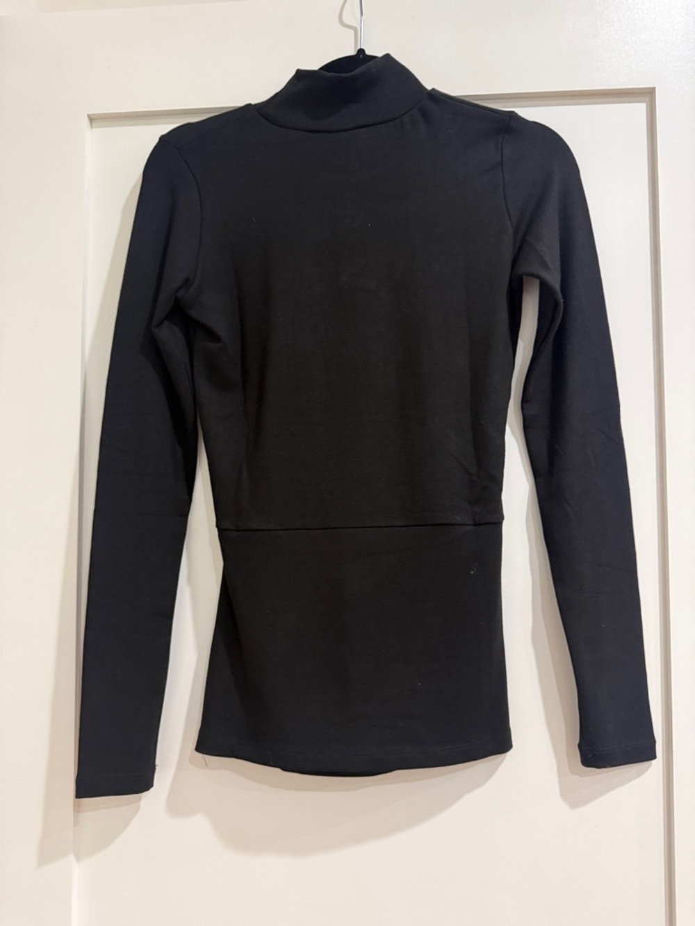 Black Long-Sleeve Cutout Mock Neck Top with Gold Hardware - Picture 8 of 9